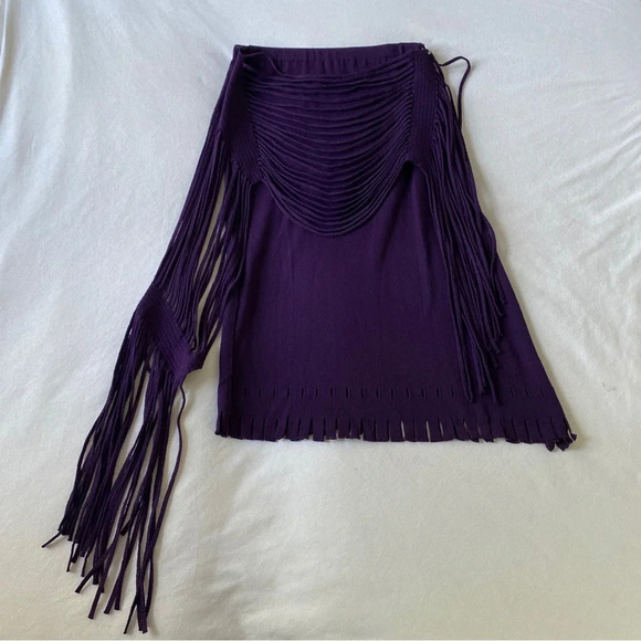 Issey Miyake Purple Fringe Skirt Size Womens 2/M - Picture 2 of 6